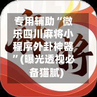 专用辅助“微乐四川麻将小程序外卦神器”(曝光透视必备猫腻)-第2张图片